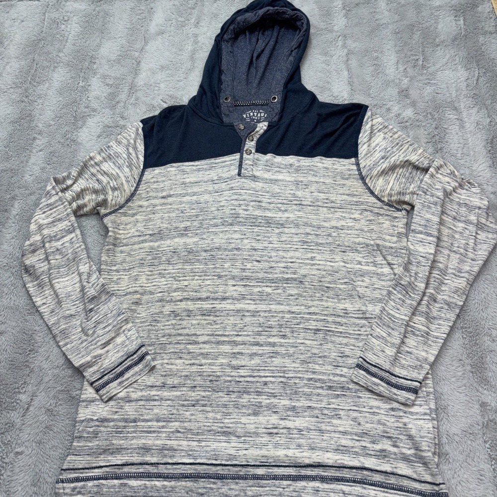 BKE Vintage Henley Hoodie Mens SM Standard Fit Long Sleeve Gray Pullover